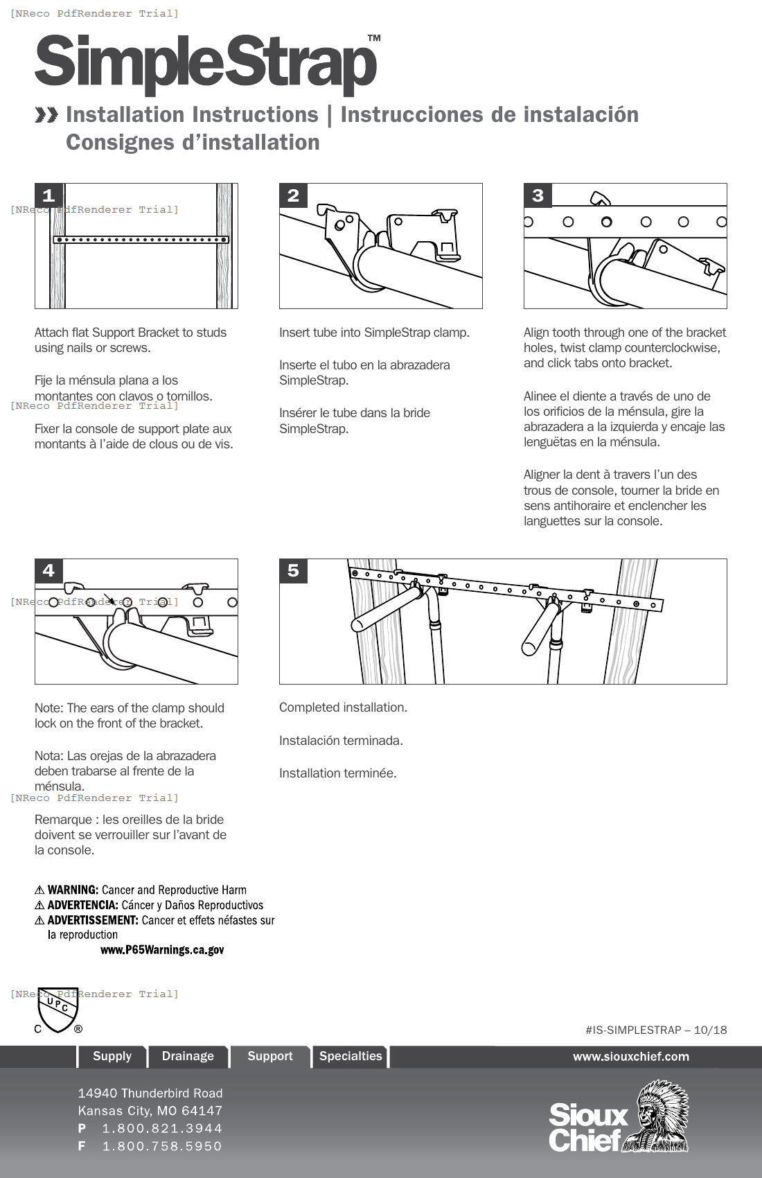 525 SERIES - SIMPLESTRAP STUB OUT BRACKET - INSTRUCTION SHEET.PDF Technical Document